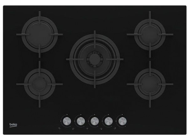Encimera cristalgas Beko HILW75222SL Negro 5 zonas