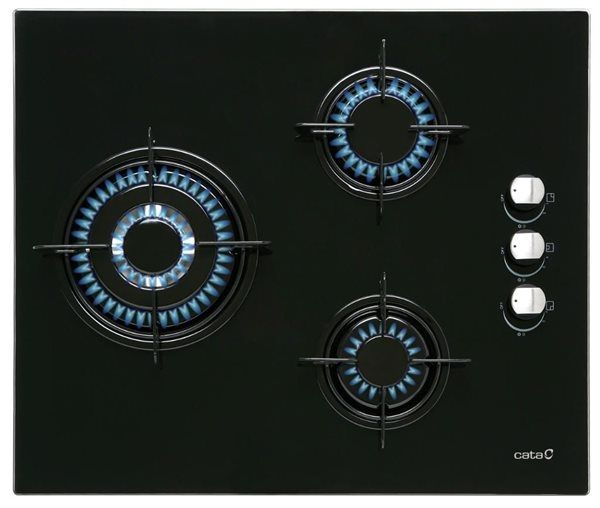 Encimera cristalgas Cata CIB6021BK Negro 3 zonas