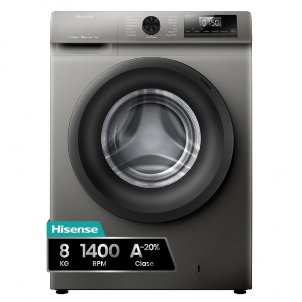 Lavadora Hisense WF1Q8041BT 8Kg 1400rpm Inox Clase A | Potencia, eficiencia y diseño moder