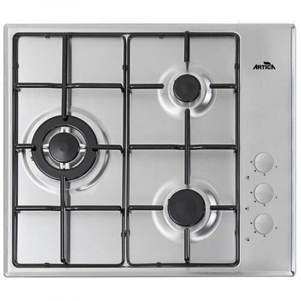 Placa Gas Butano Ártica AXG6030 3 Fuegos 60cm Acero Inoxidable