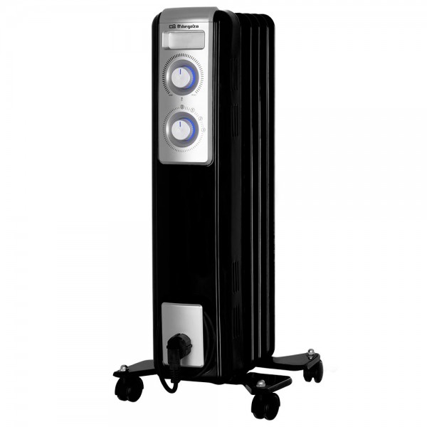 RADIADOR ACEITE ORBEGOZO RN1000 NEGRO, 5 ELEMENTOS, 500/1000W. LUCES LED, TERMOSTATO REGUL