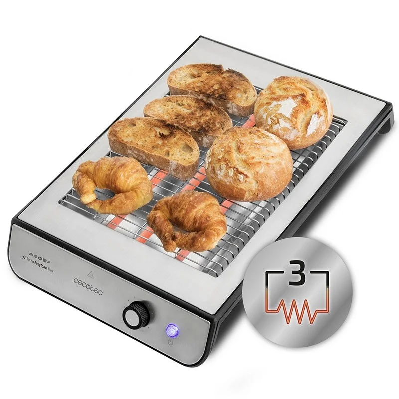 Tostador Cecotec Turbo EasyToast Inox 900W Horizontal Acero Inoxidable