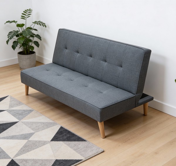 Sofá Cama Clic-Clac Unai Gris con Patas de Madera 188 cm