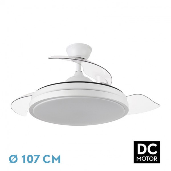 Ventilador Dc Escorpion 59w Blanco 3aspas desplegables 107d 6980lm 3000-4000-6000k Remoto