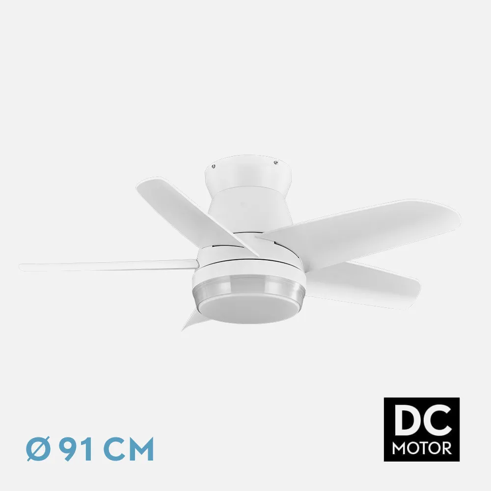 Ventilador Dc Neutron 24w 2400lm Blanc 5 Aspas 91d 3000k,4500k,6000k, Remoto+temporizador+