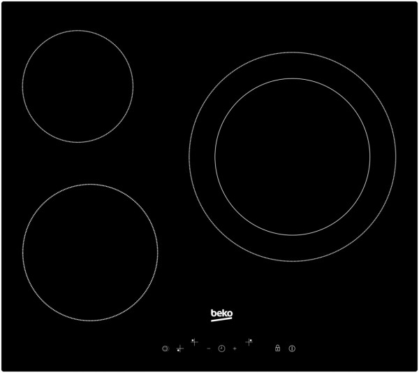 Vitroceramica Beko HIC63402T, 3 zonas, 60cm
