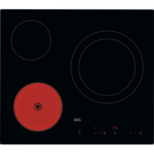 Vitrocerámica AEG HRB63321CK 3 zonas 60cm negra 5700W con Touch Control y temporizador