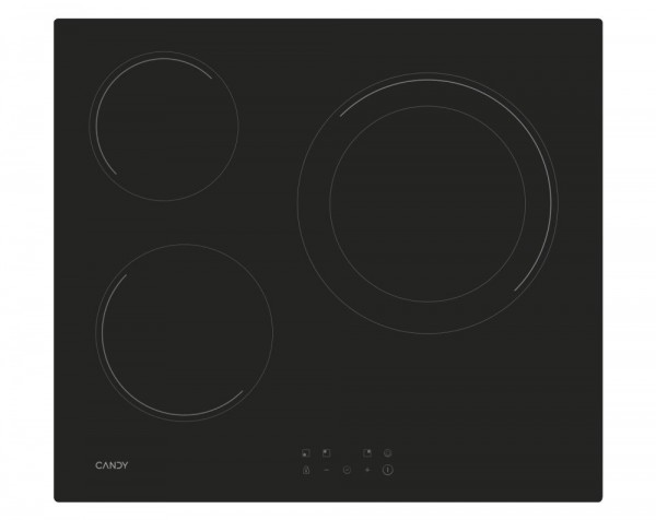 Vitrocerámica Candy CH63DCC 3 zonas 59cm negra 5500W con control táctil y seguridad