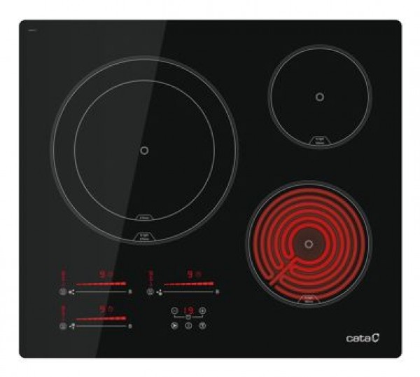 Vitrocerámica Cata TDM6003 3 zonas 60cm negra con control táctil y potencia 5400W