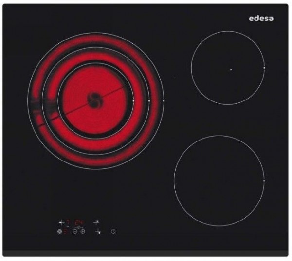 Vitrocerámica Edesa EVT6328B 3 zonas 59cm negra 5700W con temporizador y seguridad