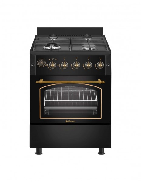 Cocina de gas butano Johnson COCI60BRN1 60 cm Rústica Negra