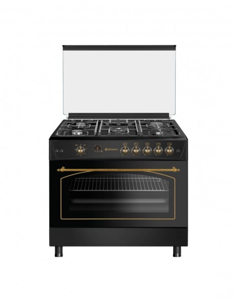 Cocina de Gas Rustica Johnson CONA90BRN con Horno 90 cm Negra