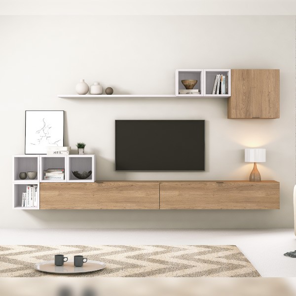 Composicion Apilable 301cm Modelo Italia Ambiente 8 Color Ártico y Salerno