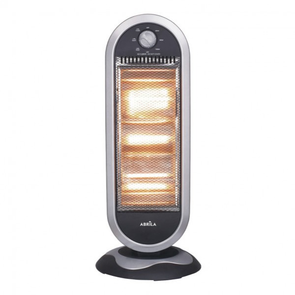 Estufa Elect.candente 1200w Negro/plata 3potencias Oscilante 3elememtos Asa Y Antivuelco 7