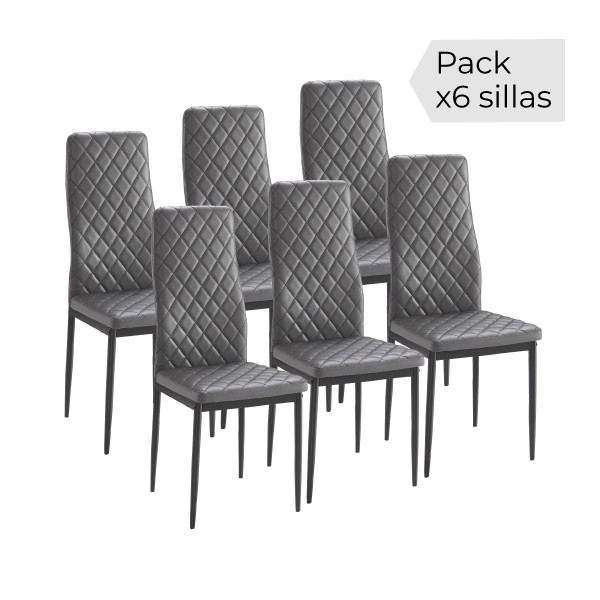 Juego de 6 sillas Marmol Gris