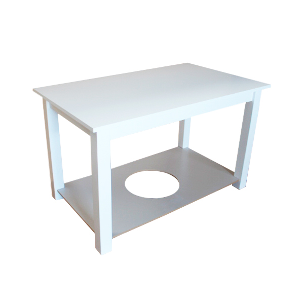 Mesa Camilla Rectangular Blanca con tapa Fija 