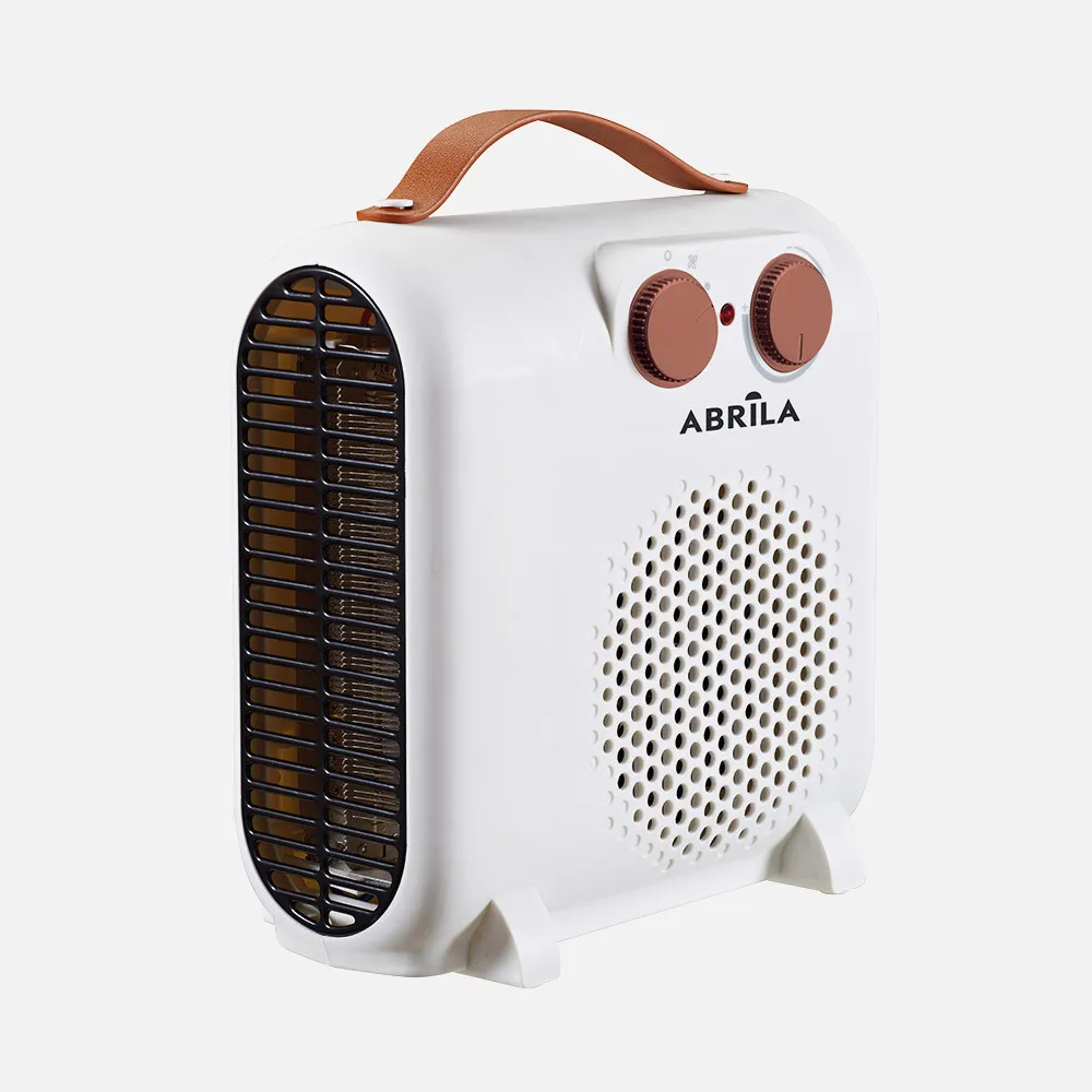 Termoventilador Eléctrico Tundra 2000W Blanco/Marrón con Termostato y Luz Indicadora