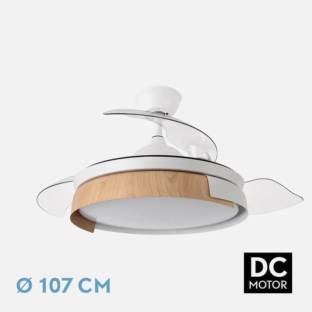 Ventilador Dc Provenza 72w 7200lm Blanco/haya 3asp.desplegables 36/51x50/107d.3col, Remoto