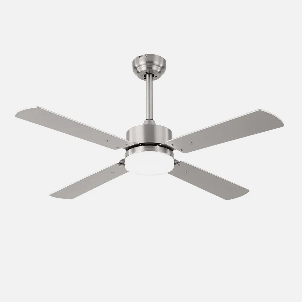 Ventilador DC Hupe Níquel 107cm LED 18W 2350Lm Aspas Reversibles con Mando y Temporizador