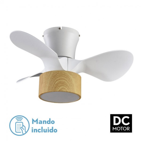 Ventilador DC 24w Kos Blanco/haya 3 Aspas 60d 6 Vel. 2390lm 3000-4500-6000k