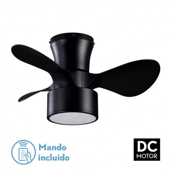 Ventilador DC 24w Kos Negro 3 Aspas 60d 6 Vel. 2390lm 3000-4500-6000k
