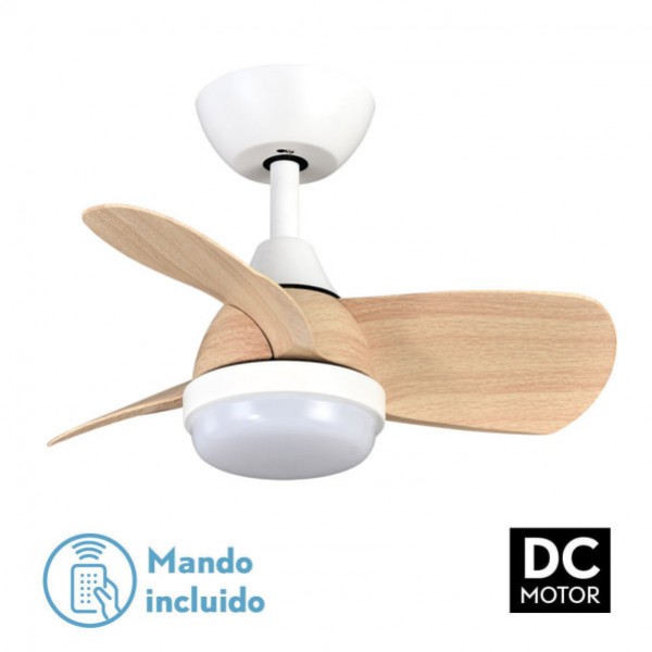 ​Ventilador Dc 24w Pirdo Blanco/haya 3 Aspas 60d 2400lm 6 Velocidades 3000-4500-6000k