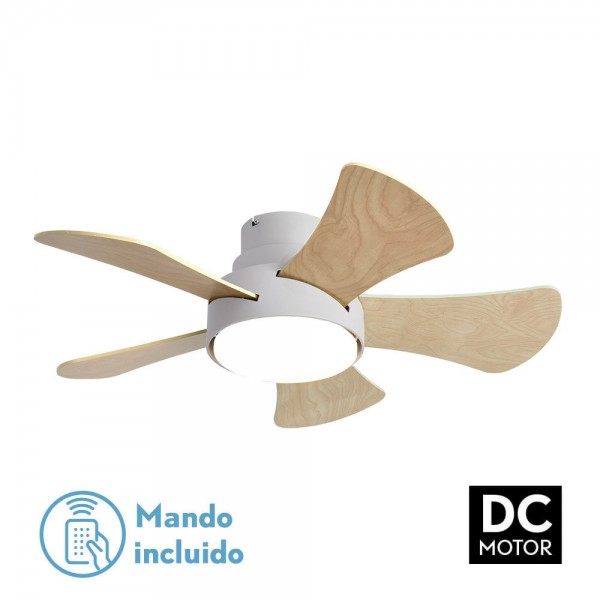​Ventilador 25w Dc Blanco Gregario 5 Aspas Rev. Blanca/haya 6 Vel. 3000-4000-6000k 82D