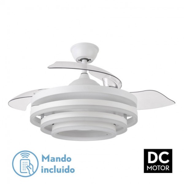 Ventilador 72w Dc Kai Blanco 3 Aspas Transp. 6 Vel. 3 Colores 43/58x50/107 C/remoto,memori