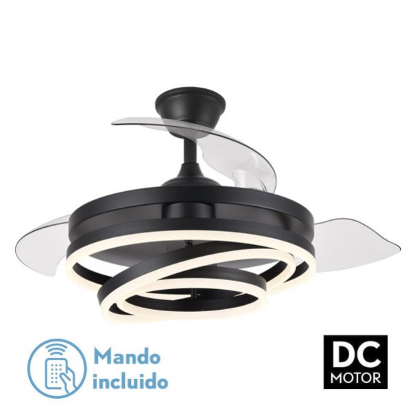 Ventilador 72w Dc Kai Negro 3 Aspas Transp. 6Vel. 3 Colores 43/58x50/107 C/remoto,memoria 