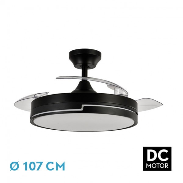 Ventilador de Techo DC 72w Olimpia Negro 3 Aspas 107d 6 velocidades 7200lm 3000-4500-6000K