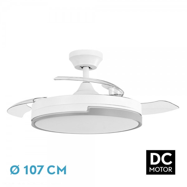 Ventilador DC 72w Olimpia Blanco/gris 3Aspas Transp. 107d 6Vel. 7200lm 3000-4500-6000k