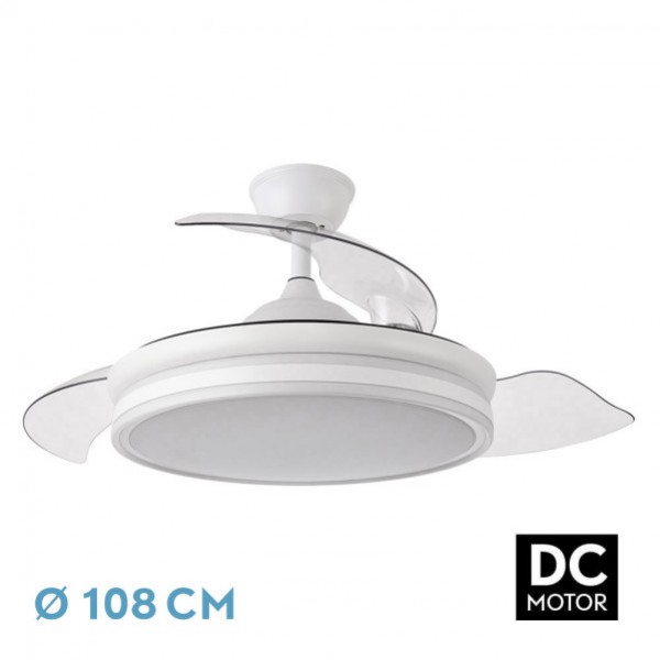 Ventilador de Techo Bayomo 72w 6120lm Blanco 3 Aspas Desplegable motor Dc.