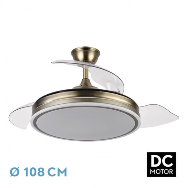 Ventilador de Techo Bayomo 72w 6120lm Cuero 3 Aspas Desp. motor Dc