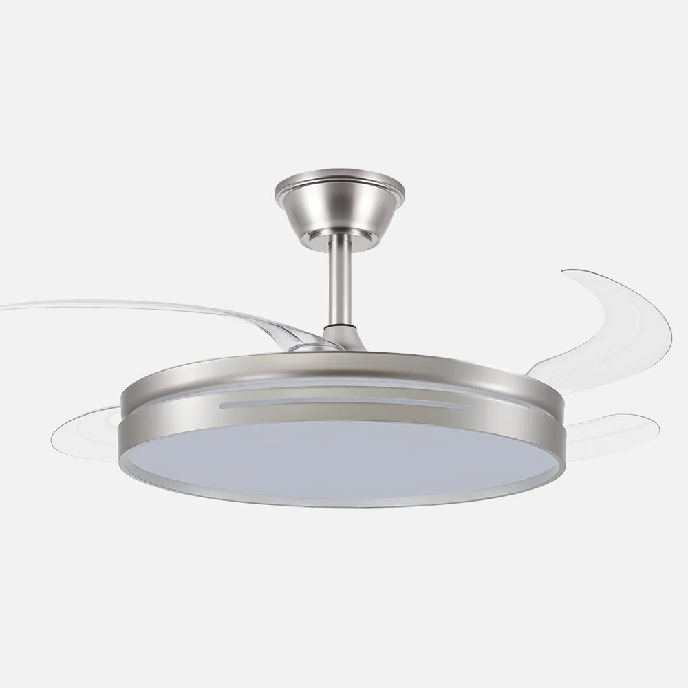 Ventilador DC Micenas Níquel 59W LED 6980Lm 106cm con Mando, Temporizador y 6 Velocidades