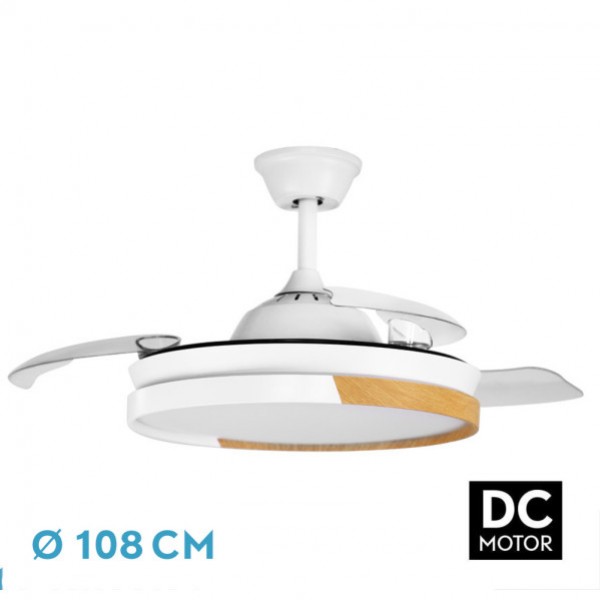 Ventilador Dc Emperador 72w Blanco/haya 3aspas Desplegables 106d 7200lm 3000-4000-6000k Re