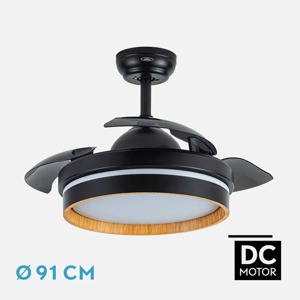 Ventilador Dc Nalon 48w Negro/madera oscura 3aspas 91d 4800lm 3000-4500-6000k Remoto+memor