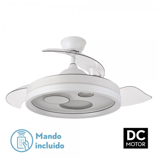 Ventilador Dc Turia 72w 6120lm Blanco 3 Asp.desplegables 32/47x50/107d. 3 Colores C/remoto