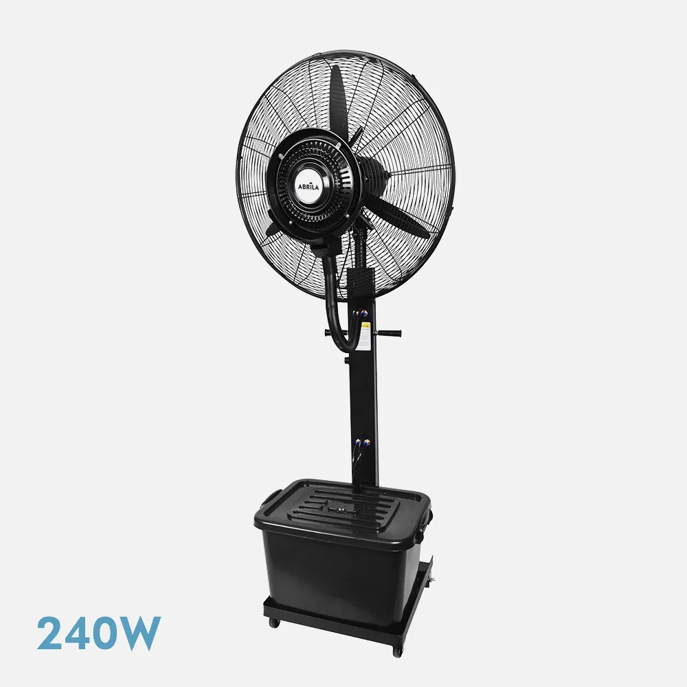 Ventilador De Pie Diluvio Negro 3 velocidades 240w Nebulizador Tanque 42l Ruedas Fijo Y Ro