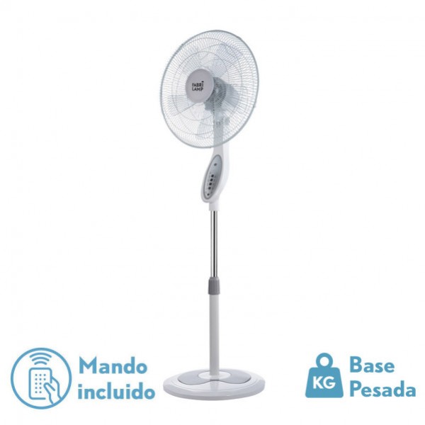 Ventilador De Pie Floxo Blanco/gris 3 Vel. 45w C/remoto Temporizador 5 Aspas Regx44,5x40 C