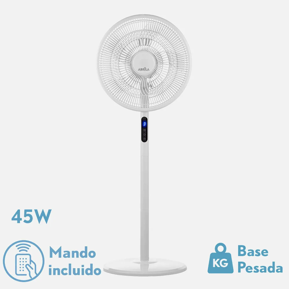 Ventilador De Pie Icono BlancO 3vel 45w 119x44x40 Cm Oscilante 5asp c Remoto temporizador