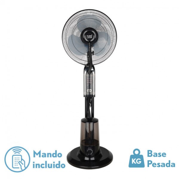 Ventilador De Pie Tromba Negro 3 Vel 80w Nebulizador Tanque De Agua 3L C/remoto Y Temporiz
