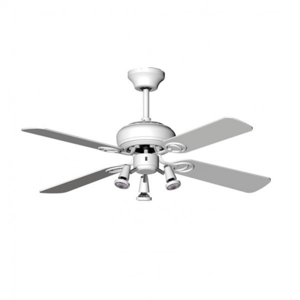 Ventilador Galerna Blanco 3 Focos Gu10 Led 4aspas Blanca 107 D